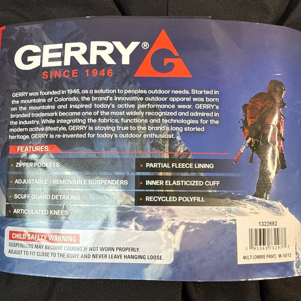 Youth Gerry Snow pants Size 10/12 New!  Black With Pink And Purple Straps - Picture 5 of 7